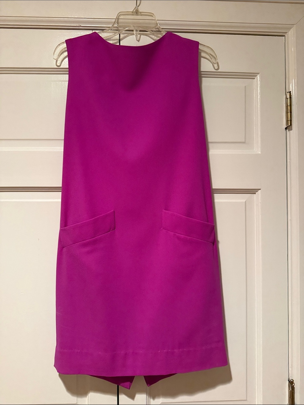 Bright Fuchsia Sleeveless Mini Dress with Front Pockets